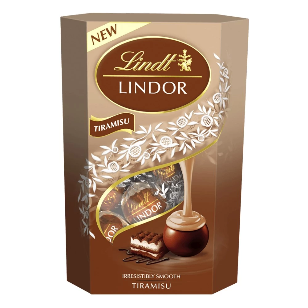 Csokoládé LINDT Lindor Tiramisu tejcsokoládé golyók díszdobozban 200 g