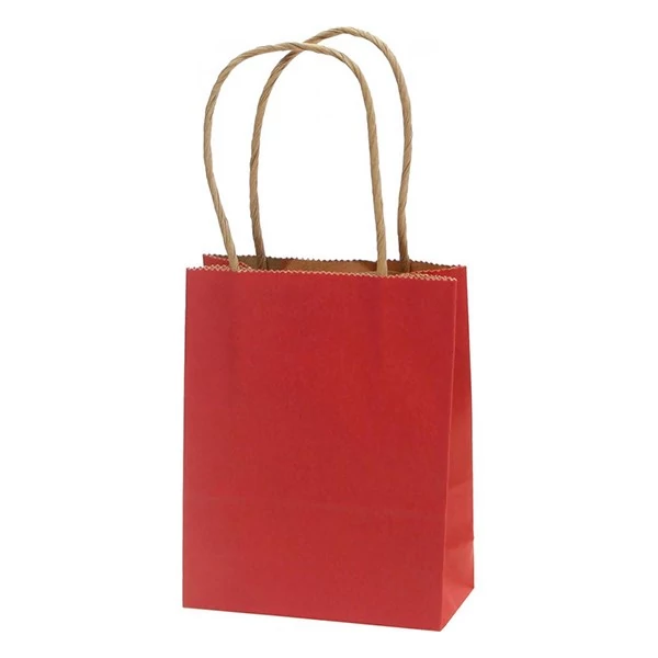 Dísztasak CREATIVE Classic Simple S 12x15x5,5 cm kraft egyszínű piros sodort füles