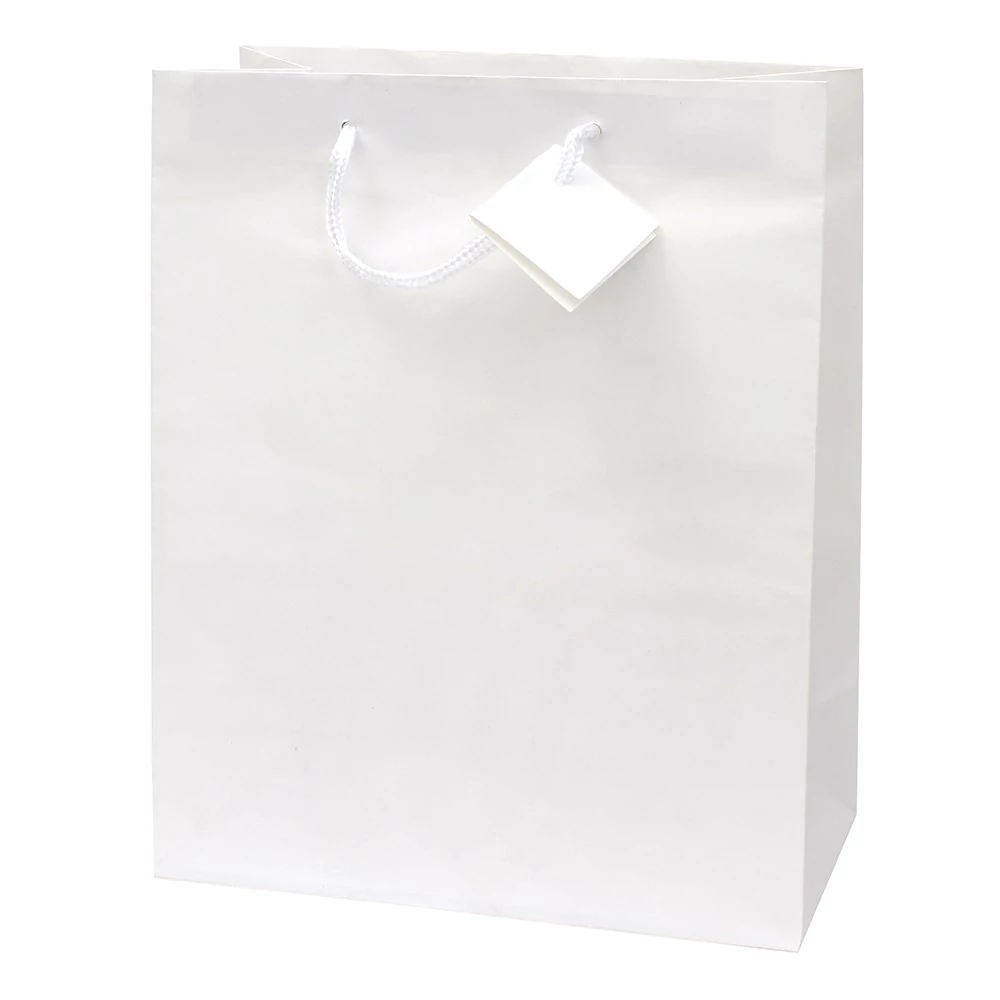 Dísztasak CREATIVE Special Simple L 26cm x 32cm x 12 cm egyszínű fehér zsinórfüles