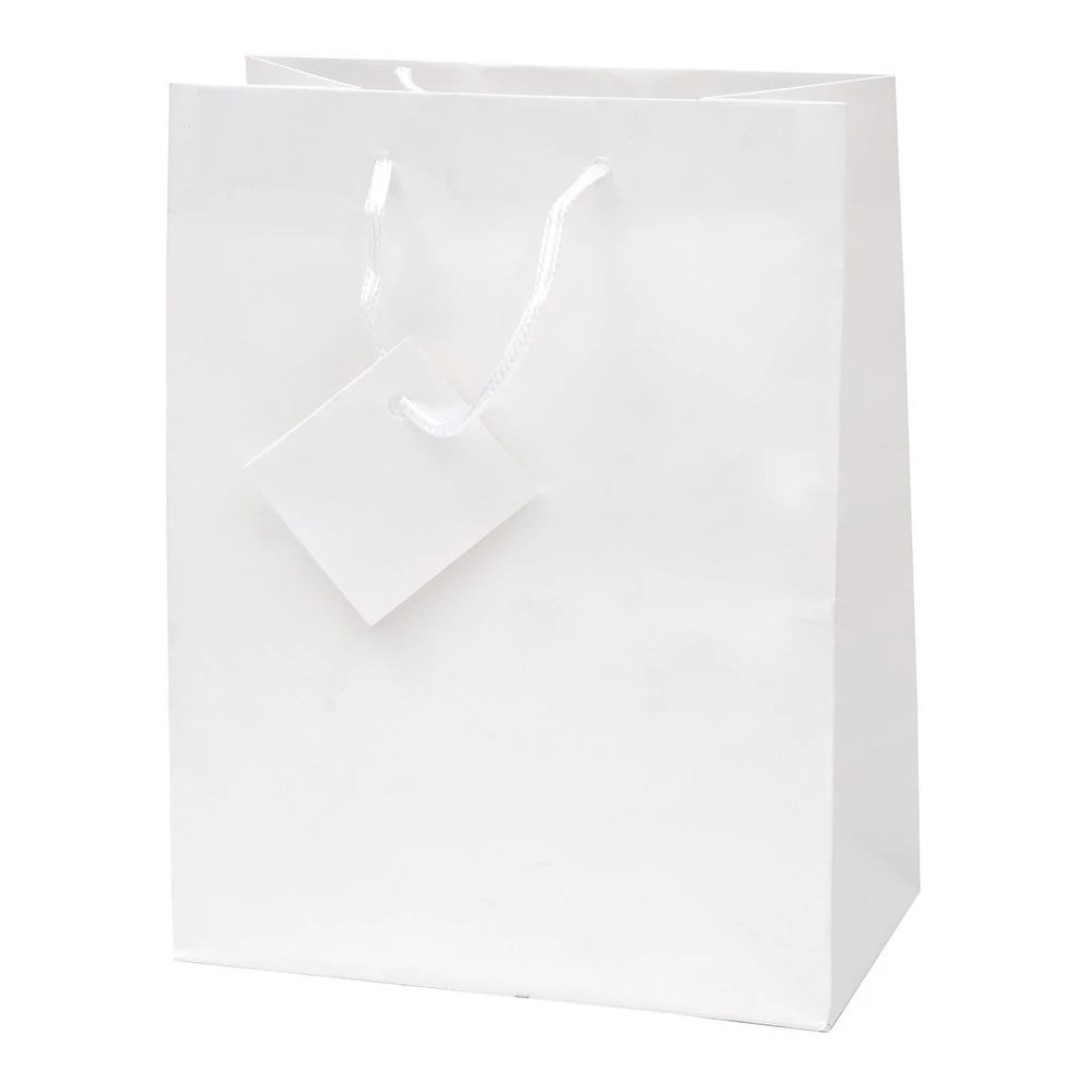 Dísztasak CREATIVE Special Simple M 18cm x 23cm x 10 cm egyszínű fehér zsinórfüles