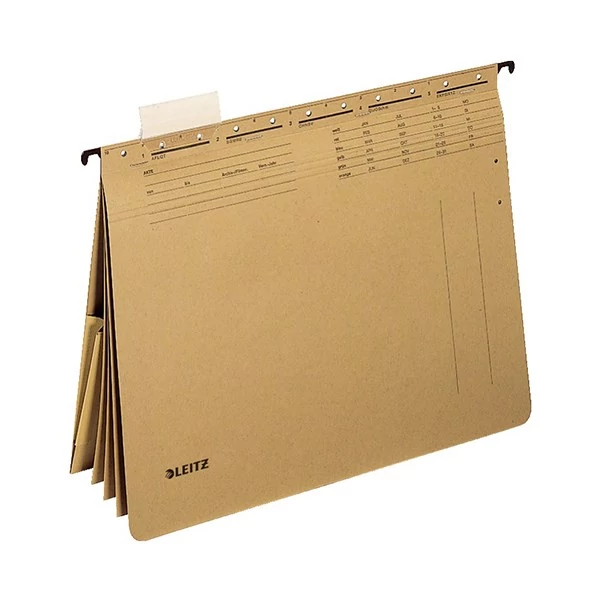 Függőmappa gyorsfűző szerkezettel LEITZ Alpha A/4 kombi karton natúr 25 darabos