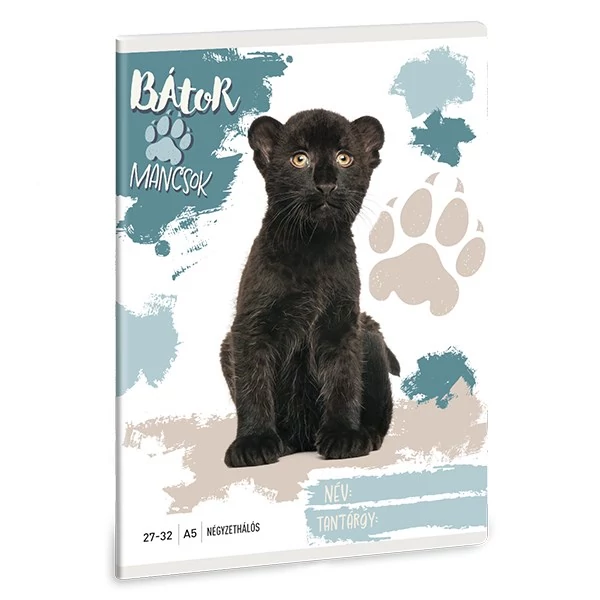 Füzet kockás ARS UNA A/5 32 lapos 27-32 Bátor mancsok-Fekete párduc