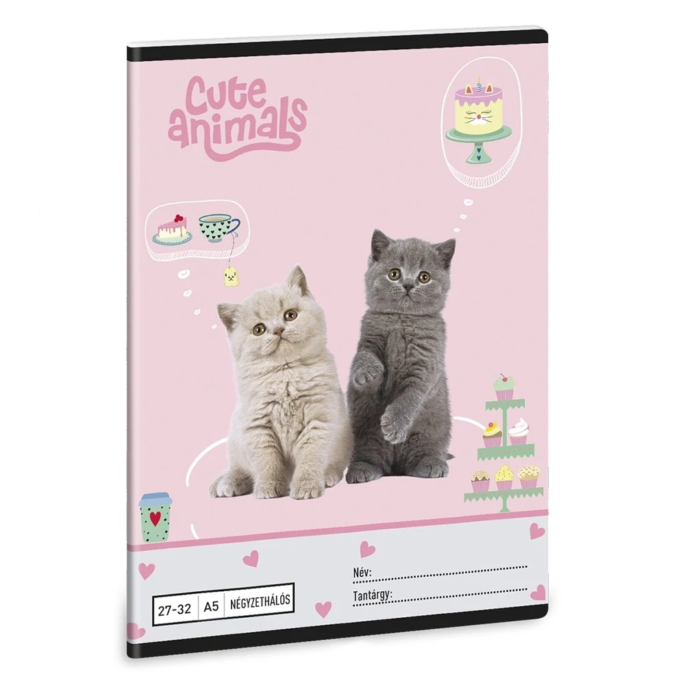 Füzet kockás ARS UNA A/5 32 lapos 27-32 Cute Animals-Tea Party