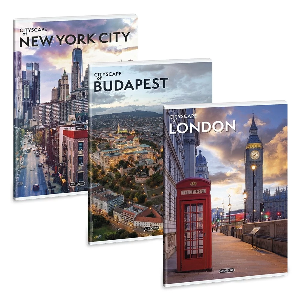Füzet sima ARS UNA A/4 40 lapos Extra kapcsos Cityscape 5593