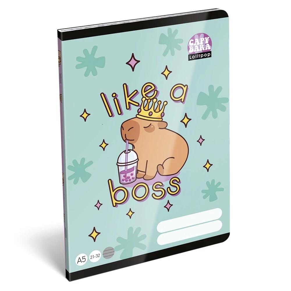 Füzet vonalas LIZZYSULI A/5 32 lapos 21-32 4-8.osztályos Lollipop Capybara
