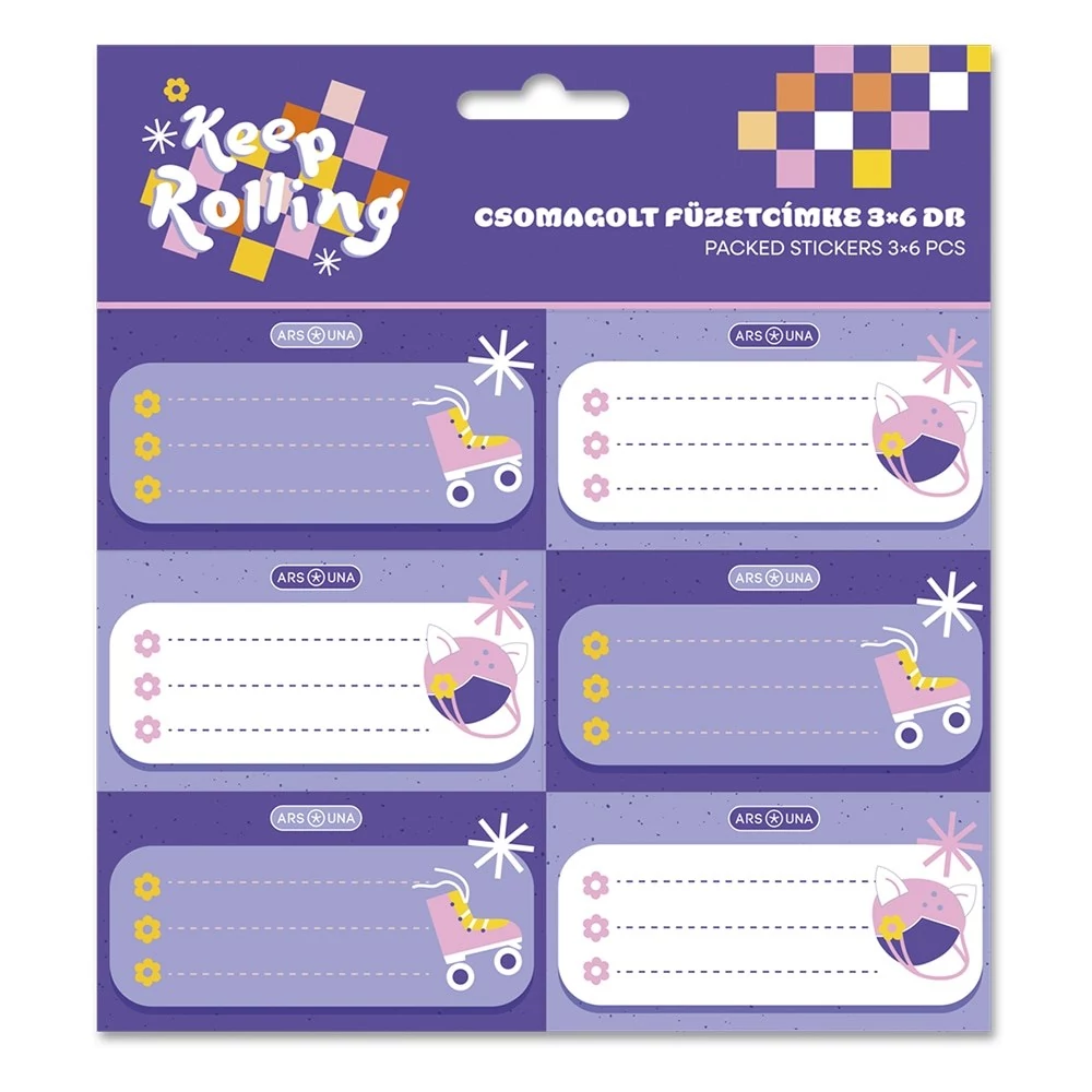 Füzetcímke ARS UNA 18 darabos Keep Rolling