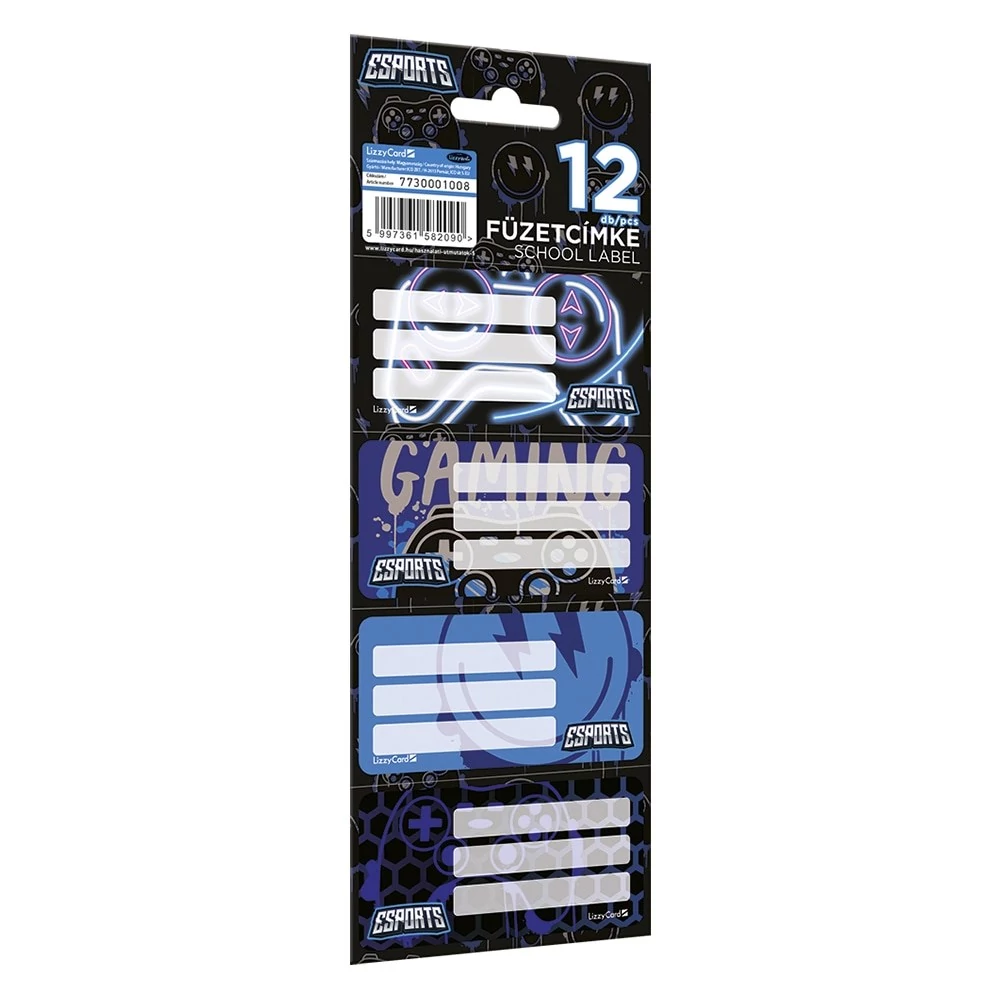 Füzetcímke LIZZYSULI 12 címke/csomag Esport Gamer On Duty