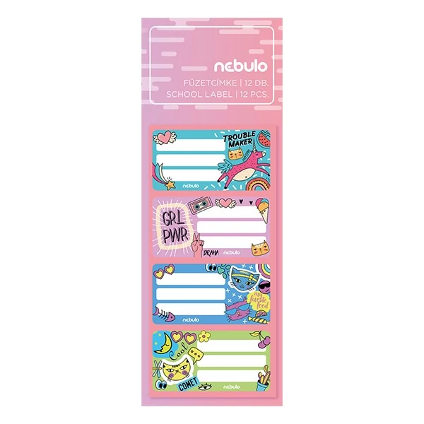 Füzetcímke NEBULO 12 darabos Girl Power