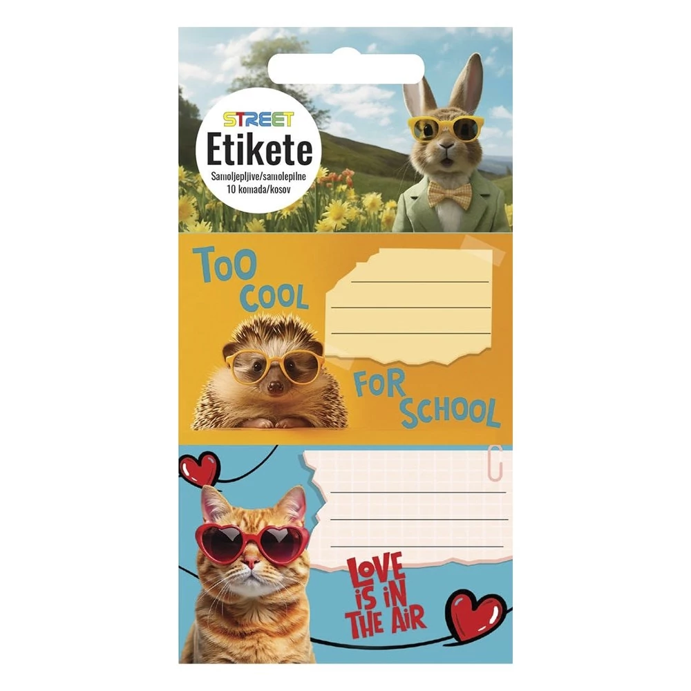 Füzetcímke STREET Animals cute 10 címke/csomag