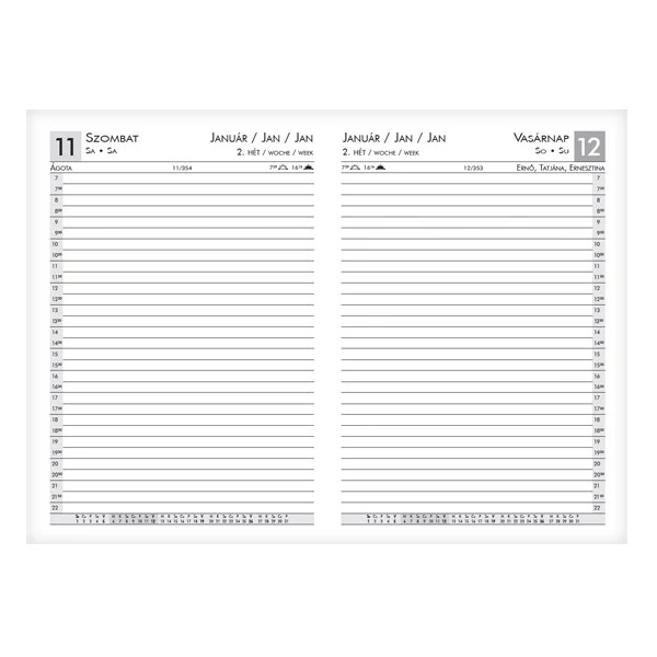 Határidőnapló ALISCA A/5 napi fehér lapos prémium 2026.