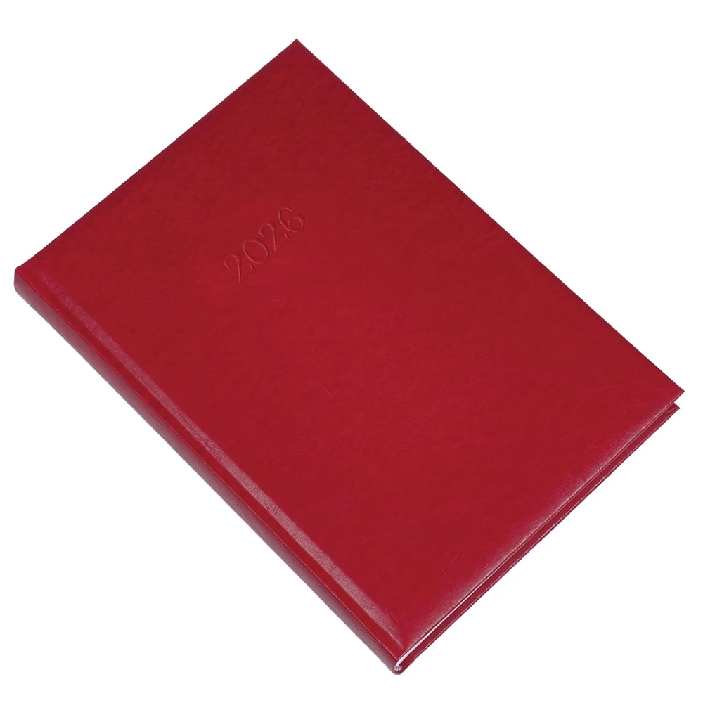 Határidőnapló REALSYSTEM Standard B/5 napi fehér lapos bordó 2026.