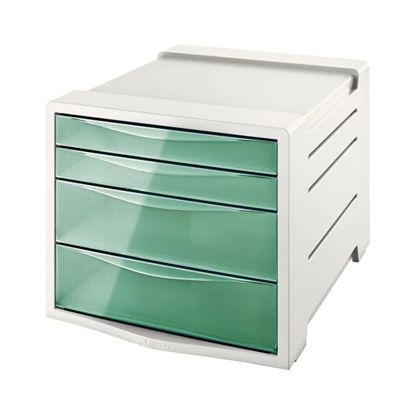 Irattároló ESSELTE Colour Breeze 4 fiókos műanyag áttetsző szürke/zöld