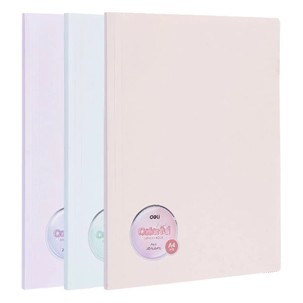 Iratvédő mappa DELI Colorful A/4 40 zsebes PP vegyes pasztell színekben