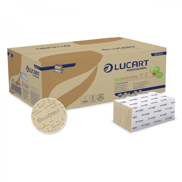 Kéztörlő hajtogatott LUCART EcoNat V2 2 rétegű barna 21x21 cm 190 lap 20 csomag/karton