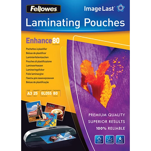 Lamináló fólia FELLOWES A/3 80 mikron fényes 25/csom