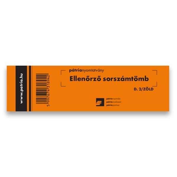 Nyomtatvány ellenőrző sorszámtömb D2 100 lapos 146x40 mm zöld