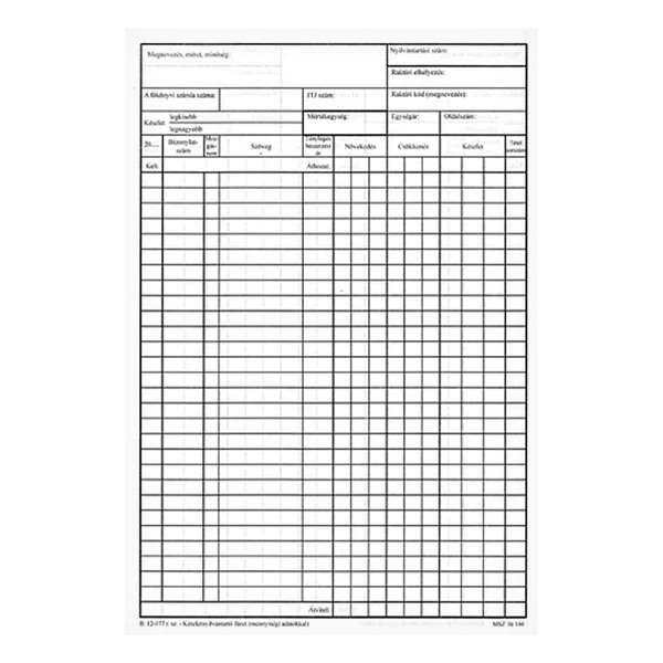 Nyomtatvány készletnyílvántartó füzet 50 lapos A/4