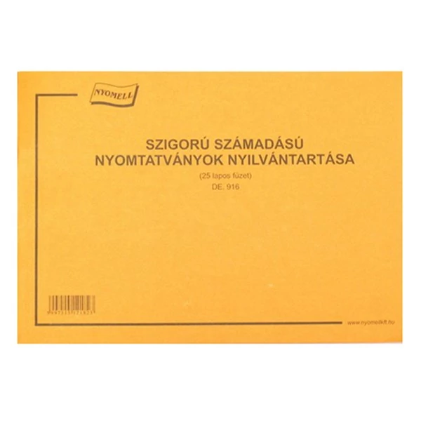 Nyomtatvány szigorú számadású nyilvántartó füzet A/4 25 lapos fekvő