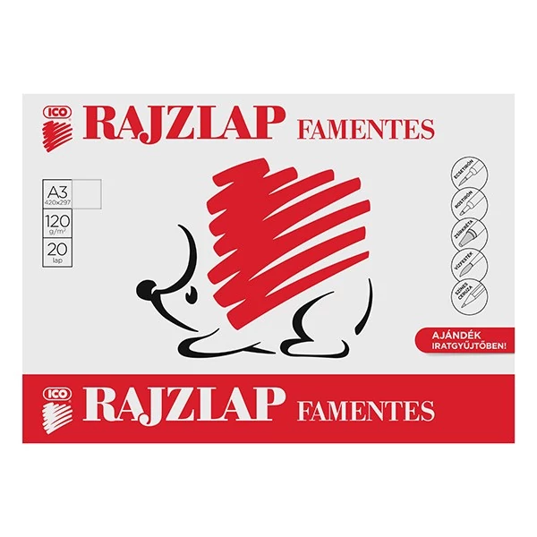 Rajzlap ICO Süni A/3 120 g famentes 20 lapos