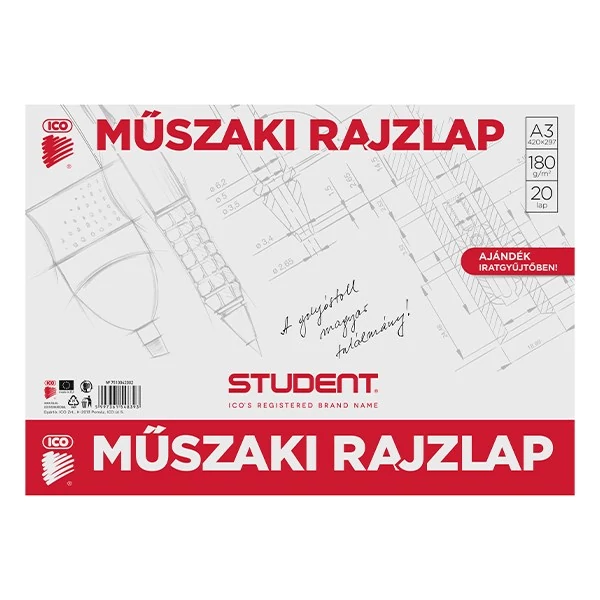 Rajzlap műszaki ICO Student A/3 20 íves