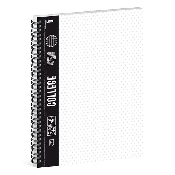 Spirálfüzet kockás ARS UNA College A/4 80 lapos fehér
