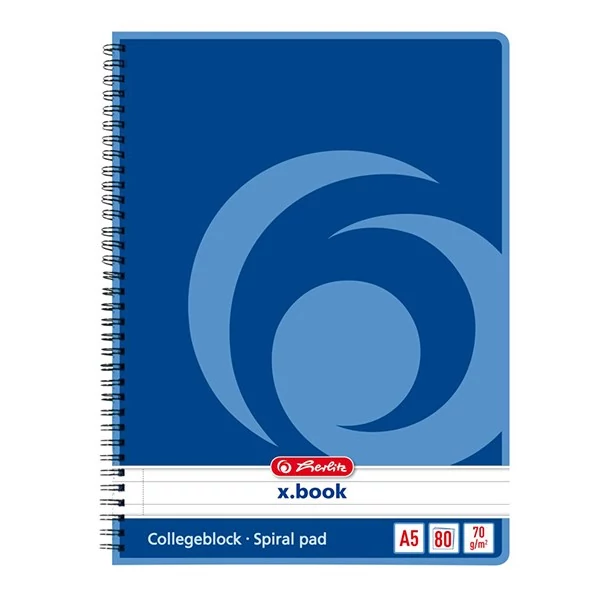 Spirálfüzet vonalas HERLITZ A/5 80 lapos perforált lyukasztott