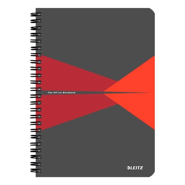 Spirálfüzet vonalas LEITZ Office A/5 90 lapos PP borítóval piros