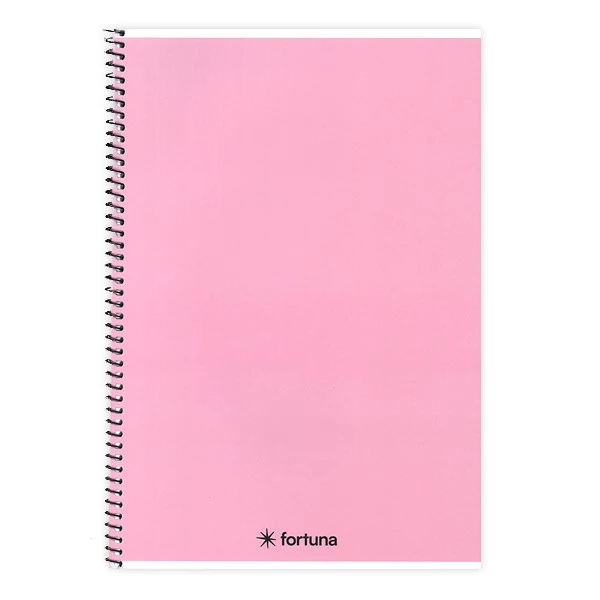 Spirálfüzet vonalas FORTUNA Monocolor A/4 70 lapos pasztell rózsaszín