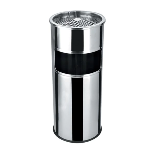 Szemetes hamutartóval tűzálló kültéri fém inox 25x58cm