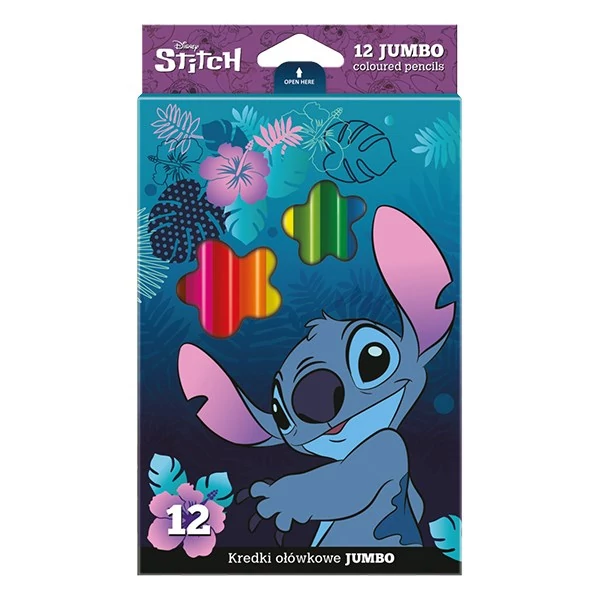 Színes ceruza COOLPACK Lilo és Stitch jumbo háromszögletű  12 darabos kék dobozos