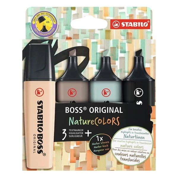 Szövegkiemelő STABILO Boss NatureColors 4 darabos B