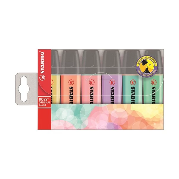 Szövegkiemelő STABILO Boss pasztell 6 darabos