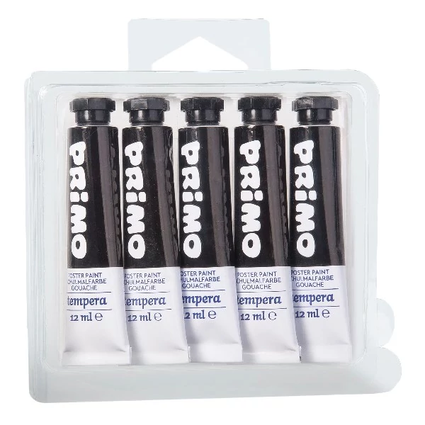 Tempera PRIMO fekete 12 ml 5 darabos