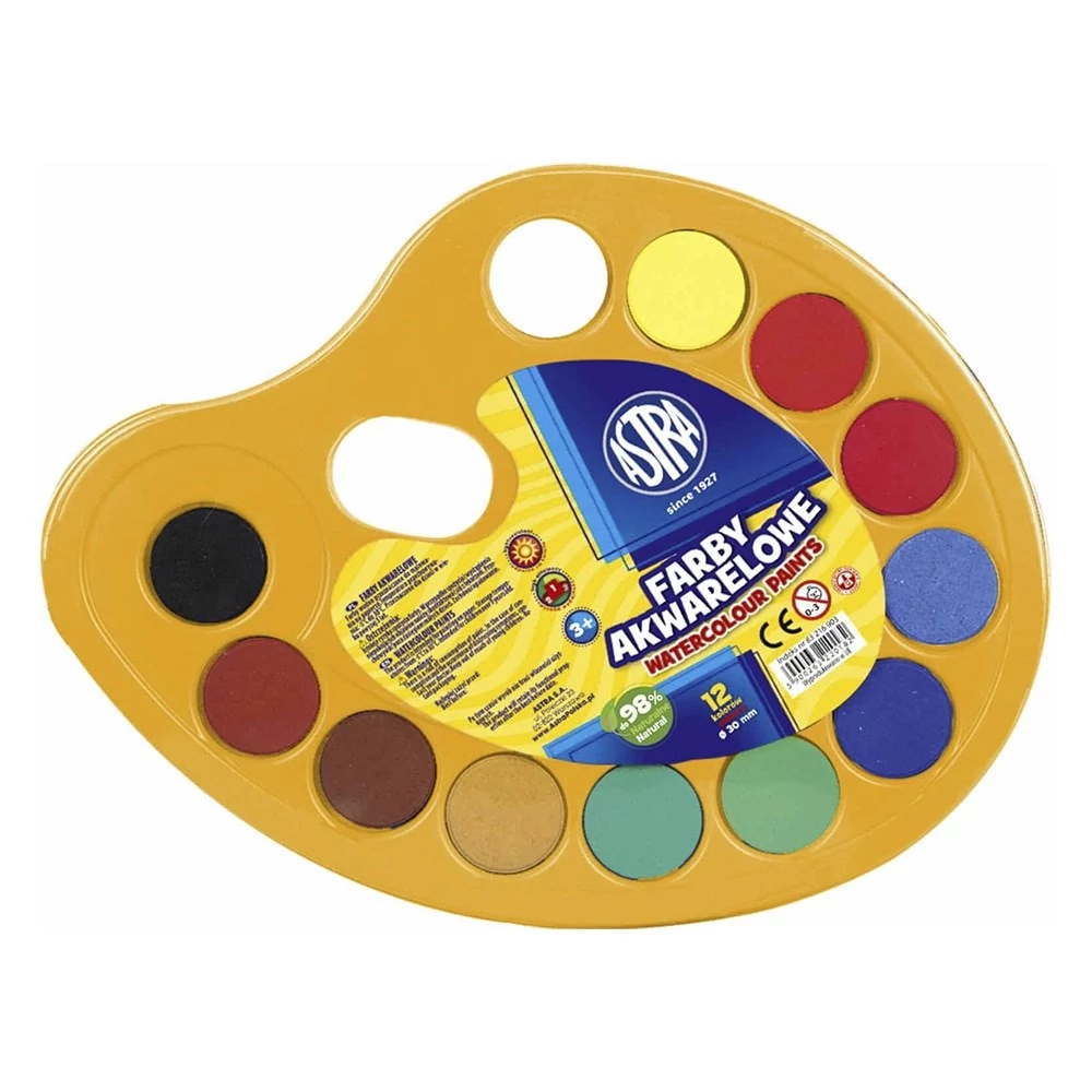 Vízfesték ASTRA 30 mm paletta 12 darabos